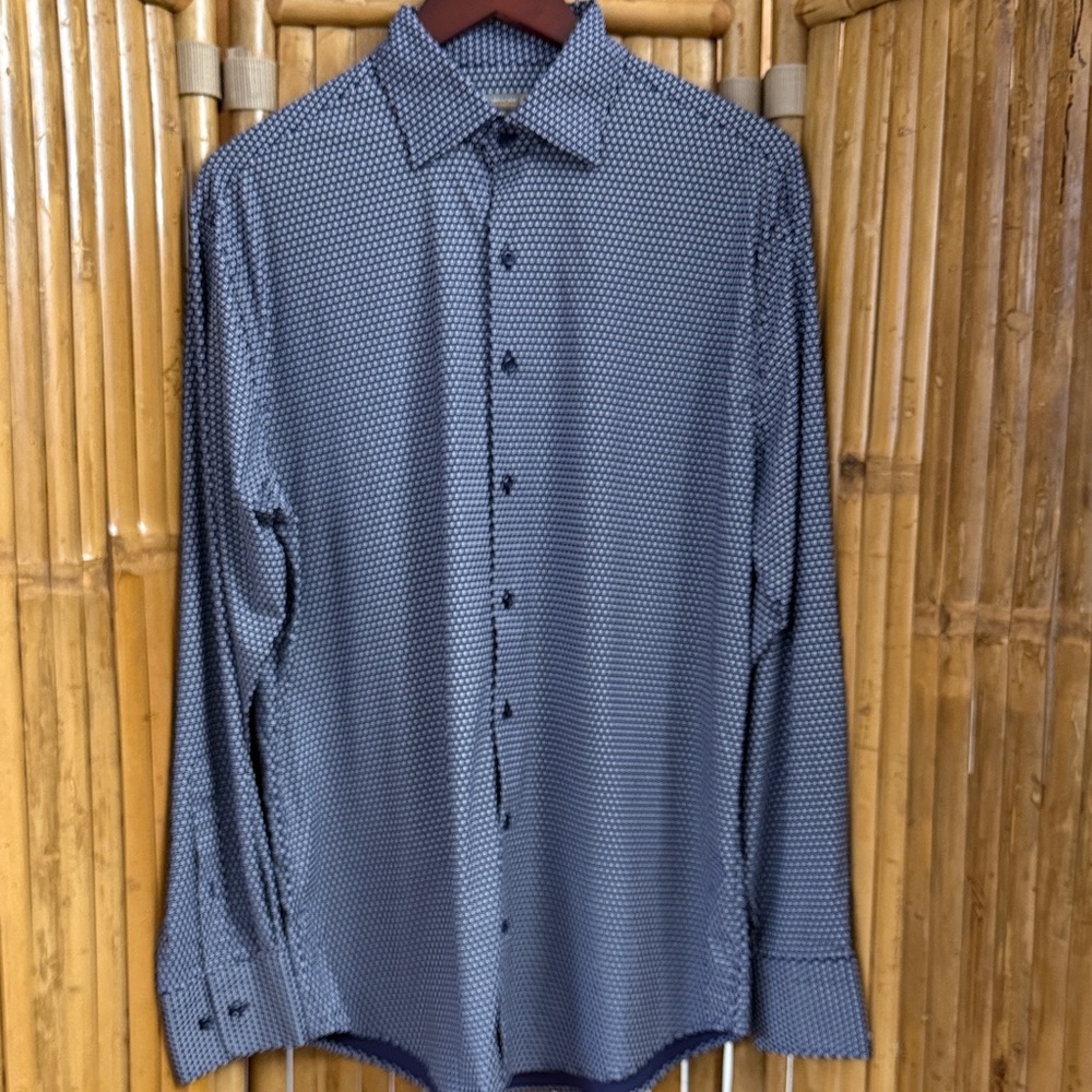Peter Millar Navy Geometric Dress Shirt